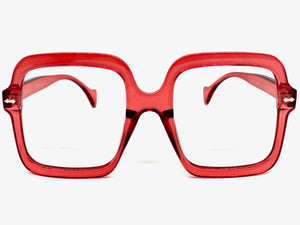 Oversized Vintage Retro Style Large Red Lensless Eye Glasses- Frame Only NO Lens 8289