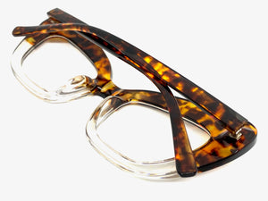 Classic Vintage Retro Cat Eye Style Clear Lens EYEGLASSES Large Tortoise Optical Frame - RX Capable 7725