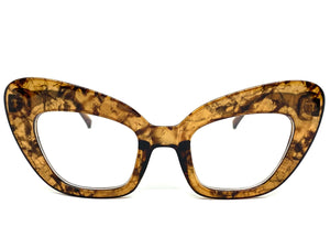 Classic Vintage Retro Cat Eye Style Clear Lens EYEGLASSES Large Brown Optical Frame - RX Capable 7725