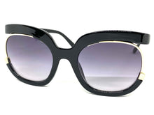 Oversized Vintage Retro Style SUNGLASSES Large Black & Gold Frame 2068