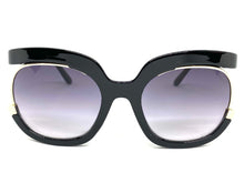Oversized Vintage Retro Style SUNGLASSES Large Black & Gold Frame 2068