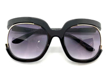 Oversized Vintage Retro Style SUNGLASSES Large Black & Gold Frame 2068