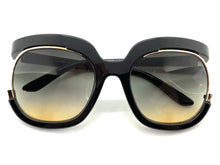 Oversized Vintage Retro Style SUNGLASSES Large Black & Gold Frame 2068