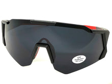 Oversized Retro Sporty Wrap Around Shield Style SUNGLASSES Large Black Frame - Dark Lens 5331