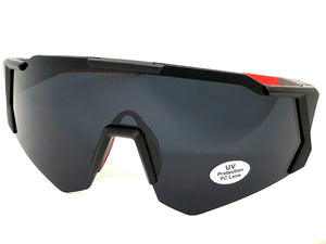 Oversized Retro Sporty Wrap Around Shield Style SUNGLASSES Large Black Frame - Dark Lens 5331