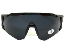 Oversized Retro Sporty Wrap Around Shield Style SUNGLASSES Large Black Frame - Dark Lens 5331