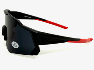 Oversized Retro Sporty Wrap Around Shield Style SUNGLASSES Large Black Frame - Dark Lens 5331