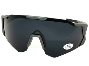 Oversized Retro Sporty Wrap Around Shield Style SUNGLASSES Large Gray Frame - Dark Lens 5331