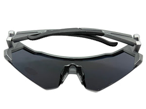 Oversized Retro Sporty Wrap Around Shield Style SUNGLASSES Large Gray Frame - Dark Lens 5331