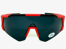 Oversized Retro Sporty Wrap Around Shield Style SUNGLASSES Large Red Frame - Dark Lens 5331