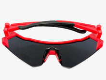 Oversized Retro Sporty Wrap Around Shield Style SUNGLASSES Large Red Frame - Dark Lens 5331