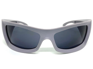 Oversized Retro Sporty Wrap Around SUNGLASSES Huge Thick Gray Frame 1189