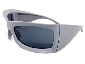 Oversized Retro Sporty Wrap Around SUNGLASSES Huge Thick Gray Frame 1189