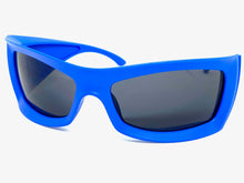 Oversized Retro Sporty Wrap Around SUNGLASSES Huge Thick Blue Frame 1189
