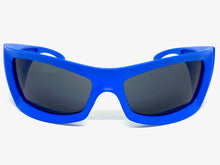 Oversized Retro Sporty Wrap Around SUNGLASSES Huge Thick Blue Frame 1189