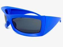 Oversized Retro Sporty Wrap Around SUNGLASSES Huge Thick Blue Frame 1189