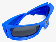 Oversized Retro Sporty Wrap Around SUNGLASSES Huge Thick Blue Frame 1189