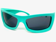 Oversized Retro Sporty Wrap Around SUNGLASSES Huge Thick Aqua Frame 1189