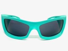 Oversized Retro Sporty Wrap Around SUNGLASSES Huge Thick Aqua Frame 1189