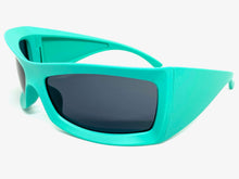 Oversized Retro Sporty Wrap Around SUNGLASSES Huge Thick Aqua Frame 1189