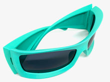 Oversized Retro Sporty Wrap Around SUNGLASSES Huge Thick Aqua Frame 1189