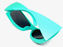 Oversized Retro Sporty Wrap Around SUNGLASSES Huge Thick Aqua Frame 1189
