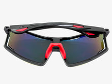 Oversized Retro Sporty Wrap Around Shield Style SUNGLASSES Large Black Frame - Gold Lens 5314