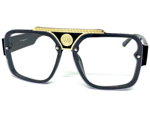 Classic Vintage Retro Hardcore Hip Hop Style Clear Lens EYEGLASSES Large Thick Black Frame 8060