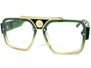 Classic Vintage Retro Hardcore Hip Hop Style Clear Lens EYEGLASSES Large Thick Green Frame 8060