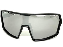 Oversized Retro Sporty Wrap Around Shield Style SUNGLASSES Large Black Frame - Silver Lens 5314