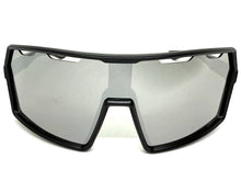 Oversized Retro Sporty Wrap Around Shield Style SUNGLASSES Large Black Frame - Silver Lens 5314
