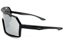 Oversized Retro Sporty Wrap Around Shield Style SUNGLASSES Large Black Frame - Silver Lens 5314