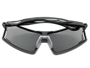 Oversized Retro Sporty Wrap Around Shield Style SUNGLASSES Large Black Frame - Silver Lens 5314
