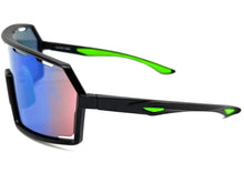 Oversized Retro Sporty Wrap Around Shield Style SUNGLASSES Large Black Frame - Green Lens 5314