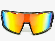 Oversized Retro Sporty Wrap Around Shield Style SUNGLASSES Large Gray Frame - Gold Lens 5314