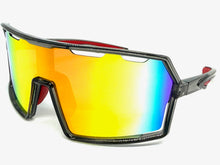 Oversized Retro Sporty Wrap Around Shield Style SUNGLASSES Large Gray Frame - Gold Lens 5314