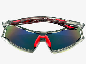 Oversized Retro Sporty Wrap Around Shield Style SUNGLASSES Large Gray Frame - Gold Lens 5314