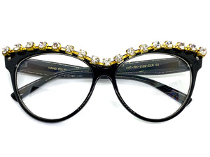 Oversized Vintage Retro Cat Eye Style Clear Lens EYEGLASSES Large Black Frame 3159