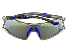 Oversized Retro Sporty Wrap Around Shield Style SUNGLASSES Large Gray Frame - Blue Lens 5314