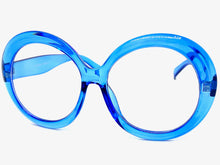 Oversized Vintage Retro Style Clear Lens EYEGLASSES X Large Thick Round Blue Frame 1993