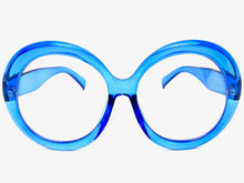 Oversized Vintage Retro Style Clear Lens EYEGLASSES X Large Thick Round Blue Frame 1993