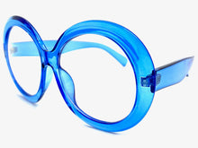 Oversized Vintage Retro Style Clear Lens EYEGLASSES X Large Thick Round Blue Frame 1993