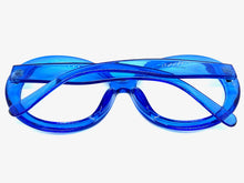 Oversized Vintage Retro Style Clear Lens EYEGLASSES X Large Thick Round Blue Frame 1993