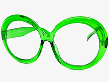 Oversized Vintage Retro Style Clear Lens EYEGLASSES X Large Thick Round Green Frame 1993