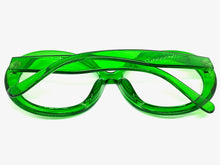Oversized Vintage Retro Style Clear Lens EYEGLASSES X Large Thick Round Green Frame 1993