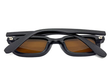 Classic Vintage Retro Style SUNGLASSES Geometric Matte Black Frame - Brown Lens 1257