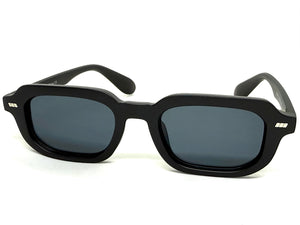 Classic Vintage Retro Style SUNGLASSES Geometric Matte Black Frame - Dark Lens 1257