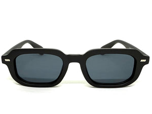 Classic Vintage Retro Style SUNGLASSES Geometric Matte Black Frame - Dark Lens 1257