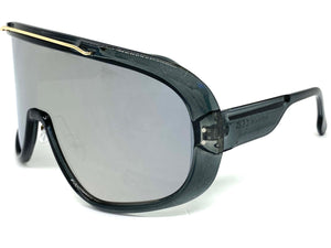 Oversized Elegant Luxury Retro Modern Shield Wrap Style SUNGLASSES Dark Gray Frame 6556