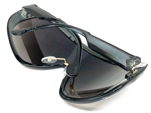 Oversized Elegant Luxury Retro Modern Shield Wrap Style SUNGLASSES Dark Gray Frame 6556